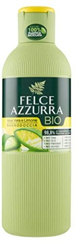Felce Azzurra BIO Duschbad Aloe Vera & Lemon - Duschbad mit frischem Zitrusduft und Aloe Vera auf Bio-Basis - 100% recyclebare Verpackung - 1er Pack (1x 500 ml)