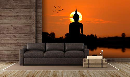Fotomural Vinilo para Pared Buda en el Atardecer | Fotomural para Paredes | Mural | Vinilo Decorativo | Varias Medidas 350 x 250 cm | Decoración comedores, Salones, Habitaciones...