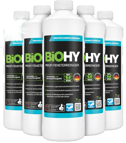 BiOHY Professionell fönsterrengöring (6 x 1l flaska) | Koncentrat av glasrengörare, perfekt för alla FÖNSTERVAKUUM, Kärcher, Leifheit, etc. (Fensterreiniger)