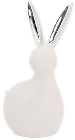 EXNER moderner schöner Osterhase Hase Keramik weiß/Silber Osterdeko/Frühjahrsdeko (klein)