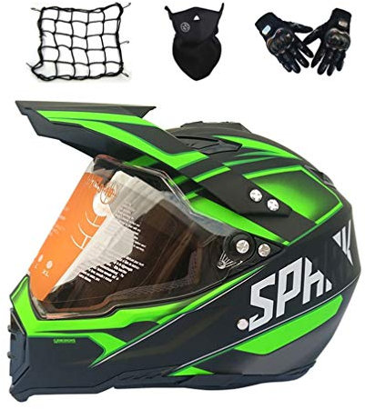 MRDEAR Casco Motocross Nero e Giallo, Set da Casco Cross con Visiera, Casco Enduro Integrale Moto MTB Off-Road ATV Scooter Downhill Sport per Donna Uomo Adulto, 4 Pcs,L