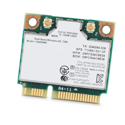 Carte Réseau sans Fil 7260HMW 7260AC, Adaptateur WiFi Mini PCI-E Double Bande 2.4G 5G 867Mbps 802.11ac avec Bluetooth 4.0 pour Ordinateur Portable et PC