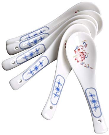Cucharas de sopa Cuchara sopera Cerámica cuchara sopera doméstica pequeña cuchara de postre Cuchara Condimento Cuchara restaurante Con servicio de cuchara 5.3 de largo, set de 6 Cucharas de Cocina