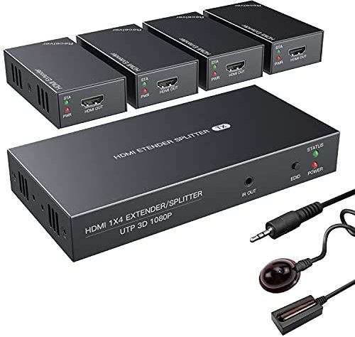 pace AVA PT-HT247P4-IR 4K POC HDMI Splitter Extender 1x 4 Port Cat5e/6 No delay Up to 50m with IR KIT