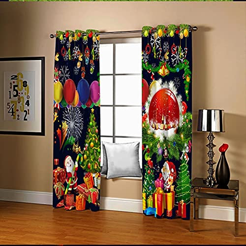 AMDXD Tende Natalizie, Tenda Per Soggiorno Poliestere Multicolore Tema di Natale Tende 264x214CM