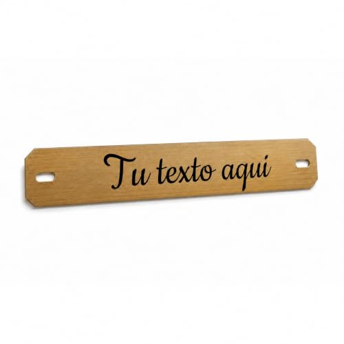 Mygoodprice Plaque Funéraire Gravée Personnalisée 1 à 2 Lignes 14x2,2cm Percée Autocollante Or Acrylique