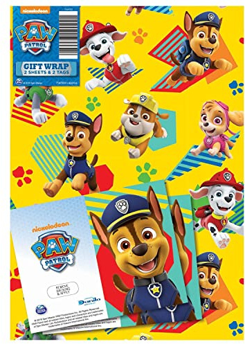 Paw Patrol omslagspapper 6 ark 6 ark ark arkstorlek 70 cm x 50 cm officiell produkt ansvarsfullt resursen
