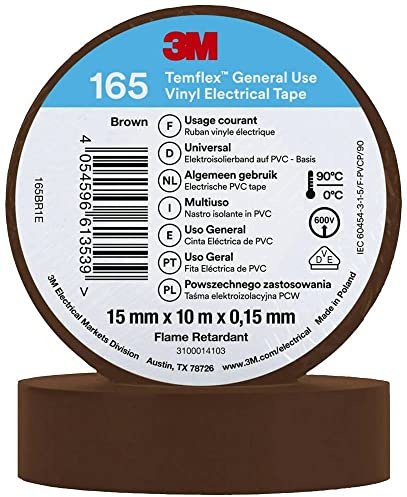 3M Temflex™ 165 165BR1E Cinta aislante Temflex™ 165 Marrón (L x W) 10 m x 15 mm