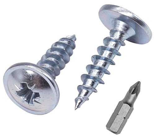 SKIR'CO (150 Stück) Verzinkter Stahl 5,0 x 16 mm Silber Holzschrauben, Metallschrauben, Oblatenkopf, Pozidriv, selbstschneidend