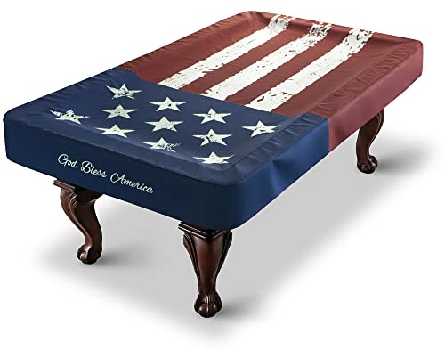 BEARCOVER Pool Table Cover, Waterproof Indoor/Outdoor Heavy Leatherette Pool Table Accessories, Billiards Accessories for Protecting Felt, 7/8/9 Feet Fitted Billiard Covers Red & Blue(9FT/OG)