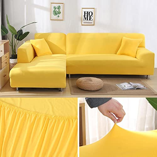 MicroMall Einfarbige Sofabezug für Wohnzimmer, elastische Eckcouch Chaiselongue Schonbezüge Stuhlschutz