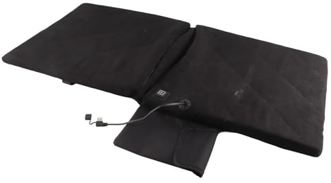 Elektrisch Beheizbares Sitzkissen, Faltbare Sitzheizung mit Rückenstütze für Camping, Angeln, Jagd, Tribünen, Material: Gestepptes Baumwollwildleder, Baumwolle, Oxford-Stoff, Schwarz, 40 x 40 cm