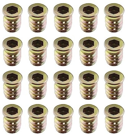 ECSiNG Lot de 100pcs Inserts de Vis M6 pour Meubles Vis à Visser dans l'écrou Fileté en Bois pour Meubles Accessoires pour Assemblage de Meubles de Génie Mécanique Entretien de Voiture