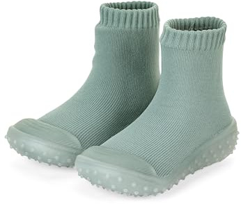 Sterntaler Adventure Socks Unisex – Baby und Kindersocken mit transparenter profilierter Gummisohle – bequeme Sockenschuhe aus schnelltrocknendem Material – Indoor Outdoor – steingrün, Gr. 22