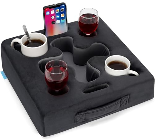 Couch-Getränkehalter-Kissen - Sofa-Getränkehalter für Bett, Wohnmobil, Fernseher, Auto, Männerhöhle, Rücksitz | Fernbedienung, Getränke, Snacks Tablett Caddy Becherhalter