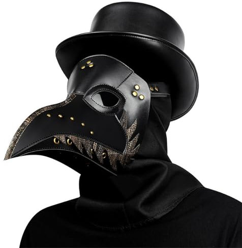 VKEID Punk-Ledermasken Männer und Frauen PU-Leder Steampunk Halloween lange Schnabel Maske Urlaub Party mittelalterliche Kopfbedeckung Steampunk Masken