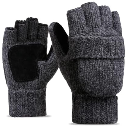 SJTJSPX Handschuhe Damen Herren Strickhandschuhe mit Flip Top Halbfinger Winterhandschuhe Warm Dick Fingerhandschuhe Fingerlose Fäustlinge Outdoor Sport Fahrradhandschuhe für Ski Radfahren