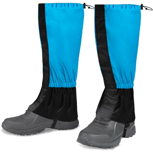 AYMQC Outdoor Gamaschen wasserdichte Einstellbare Gamaschen Atmungsaktive Beinschutz für Schneewandern Klettern Trekking Skifahren 1 Paar (Blau und Schwarz)