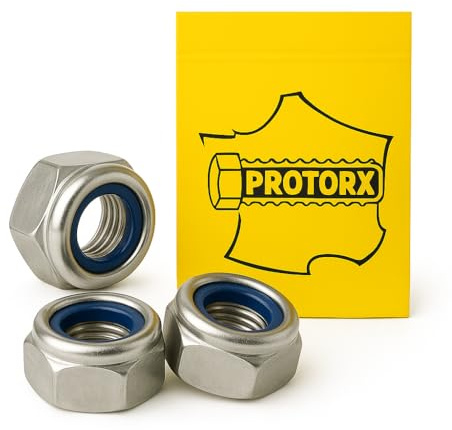 Tuerca interior de freno Nylstop M8: 20 piezas autobloqueante de acero inoxidable con cierre automático de nailon | acero inoxidable | Uso interior y exterior | Hexagonal (Diam. 8 mm x 13 mm HI -