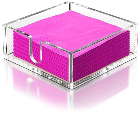 Yuehuamech Portatovaglioli in acrilico,porta tovaglioli da cocktail trasparente decorativo porta asciugamani per ospiti,vassoio decorativo per tovaglioli,dispenser di tessuto trasparente per cucina
