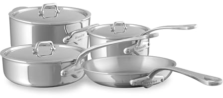 Mauviel M'Urban 4 Tri-Ply Polished Stainless Steel 7-Piece Cookware Set With Cast Stainless Steel Handles, Made In France
