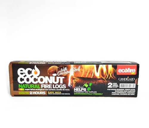 ECOFIRE Caja de leña de coco natural con 12 troncos, 240 onzas