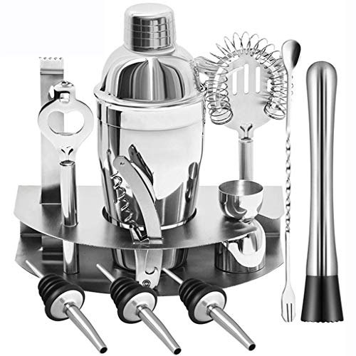 DDNGEJ Cocktail Shaker Set, 12 Piece Bartender Kit Bar Tool Bar Accessories with Stainless Steel Stand,Home Bartending