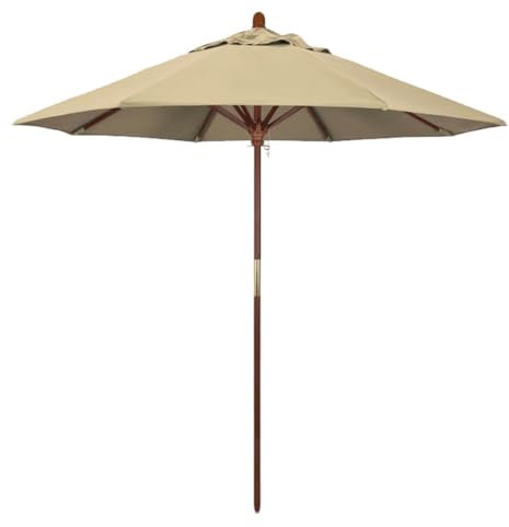 KXWOQ3ED 270cm Terrassenschirm Sonnenschirm, Holz-Gartenschirm mit 8 Rippen, Marktschirm Tischschirm, UV-Schutz Strandschirm mit Ventilation