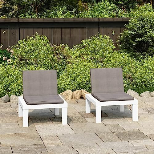 AJSEOYBS Gartenmöbel,Terrassenstühle,Atmungsaktive Gartenmöbel,Gartenstühle mit Auflagen 2 STK. Kunststoff Weiß,Comfy Lounge Chair, Outdoor Möbelfür Rasen, Garten, Balkon im Freien usw
