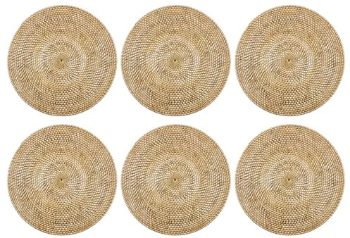 BUTLERS 6er Set Platztset rund 38cm aus Seegras doppelseitig -Ronda- abwaschbares Tischset für den gedeckten Tisch | Platzdeckchen schmutzabweisende Tischmatte