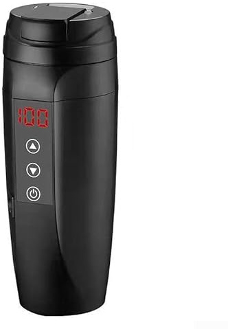 450Ml Stainless Steel Heated Travel Mug Self Heating Mug Travel Heating Cup, Car Heated Water Cup, Frosted Water Cup, Heated Coffee Tea Mug(Black)