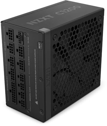 NZXT C1200 Gold ATX 3.1 - Alimentation entièrement modulaire et silencieuse pour Jeux vidéo sur PC - 1200 Watts - 80 Plus Gold - Connecteur 12 V-2x6 - Condensateurs 100% Japonais - Noir