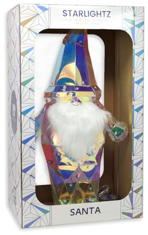 Santa Starlightz Lamp for Christmas Decor | Light-Up Santa with Magical LED Starlight Effect | Festive Holiday Lamp for Mantels, Tables & Windowsills | Perfect Gift for a Cozy Christmas Ambiance