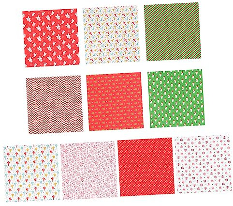 VILLCASE 10stücke Baumwollstoff Patchwork Für Weihnachten DIY Nähen Und Basteln Bedruckt Geeignet Für Quilten Kostüme Und Dekorationen