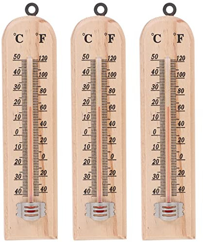 Happyyami 3 Pezzi Termometro in Legno Termometro Da Giardino Multifunzionale Per Uso Domestico e Misuratore Di Temperatura Interna Preciso
