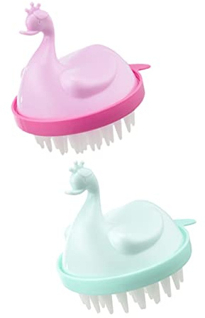 Kopfhautmassagebürste 2 Stück-Pack PP Tpe für Sanfte Reinigung | Haarewaschen zu Hause, für Trockene und Nasse Anwendung, Cartoon Design, Kinder Geeignet