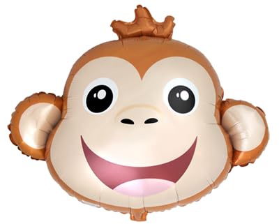 Ballon en forme de singe souriant, décoration de fête, mylar Foil, orange et beige