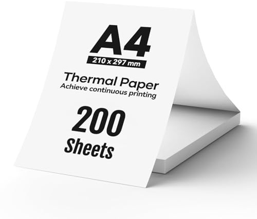 iDPRT Thermopapier A4-210x297mm Durchgehendes Druckpapier (200 Blätter), Kompatibel mit MT610/iDPRT/HPRT Portablen Thermoprintern & Dokumentendruckern