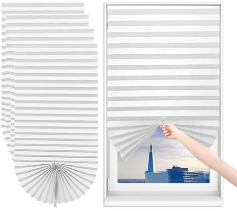 Sneulletoys 4pack No Drill Temporary Blinds Stick on,Easy Fit Self Adhesive Blinds,Non-Woven Fabric Crop According to Size,Curtains for Bedroom Kitchen Bathroom Windows (White, 90w X 180h cm)