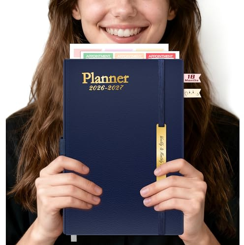 A5 Wochenplaner 2026–2027 Blau – 18 Monate, Juli 2026–Dez. 2027 | Blaues Softcover für Schule, Studium und Büro – übersichtliche Wochenplanung mit täglichen Feldern für Termine und Notizen.