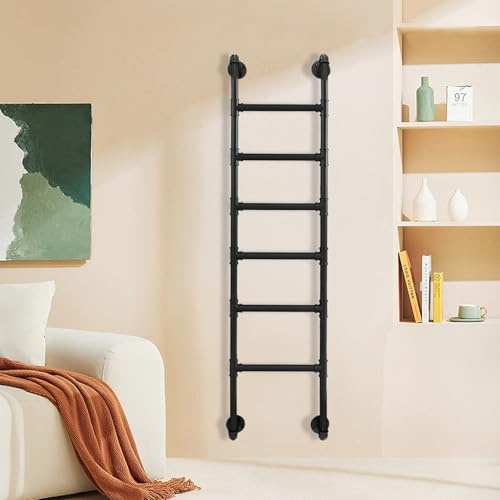 Scaletta da parete in ferro battuto per letto a castello, 259,1 cm, per sottotetto, cantina, dormitorio, camper, biblioteca, scale per un accesso sicuro
