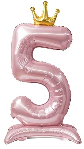 CAPASTEC Ballons Rose Ballon Chiffre Debout Ballon 5 Décoration Anniversaire Foil Hélium Pour Fête Anniversaire Fête Anniversaire