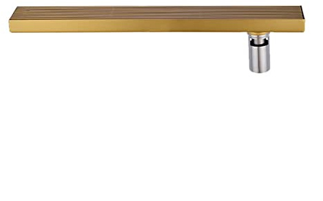 Desagüe de ducha lineal dorado cepillado de 100 cm, rejilla extraíble y colador de pelo, drenaje de suelo de acero inoxidable para baño y cocina, diseño rectangular