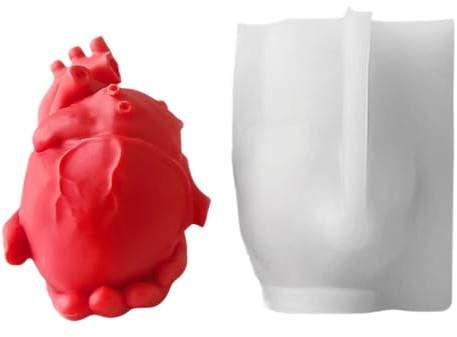 Stampo per torta per il cuore umano - 3.19x2.56x3.98 in stampo in silicone a cuore realistico, strumento di cottura non bastone, cupcake in resina di design anatomico dettagliato | Strumento
