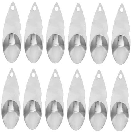VALICLUD 12 pezzi Cucchiai Kiwi in Acciaio Resistente Ergonomici Coltelli e Scavatori per Frutta come Kiwi e Anguria Manico Confortevole Facili da Usare e Sicuri per Mani Delicate