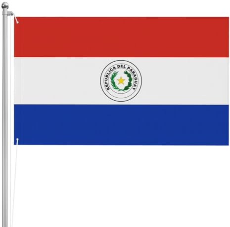 Bandera de Paraguay de doble cara de 3 x 5 pies. Bandera pesada de triple capa de doble cara para exteriores, 3 x 5 pies, pancarta de jardín de poliéster.