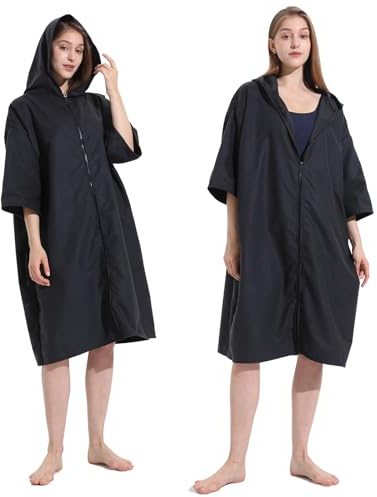 Pahajim Surf Poncho mit Kapuze Mikrofaser Badeponcho für Damen Herren Schnelltrocknend Saugfähig Handtuch Poncho für Strand,Umkleidehilfe,Wassersport