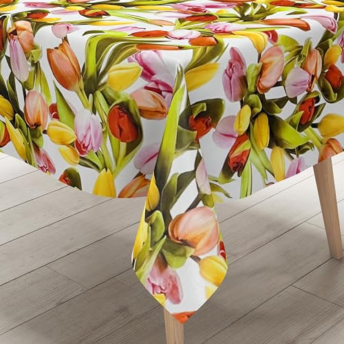 KEVKUS Wachstuch Tischdecke M19218 Frühjahr Tulpen Blumen - Größe und Form frei wählbar + knickfreier Versand + gerollt auf Papphülse