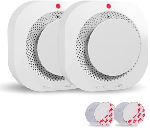 CNBINGO Smoke Alarms for Home, Optical Fire Alarms with 10 Years Life, Magnetic Mount or Screw Mount, TEST Button, LED Indicator, 85dB Loud Alarm, Conforms EN14604 Standard, 2-Pack