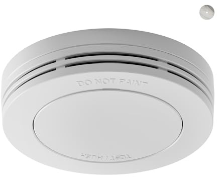 Safeliveo Rilevatore di Fumo, Allarme Fumo Set da 1 Pezzi, Batteria 10 Anni, Certificato EN 14604, Senza LED Lampeggiante,85 dB, Funzione Silenziosa, con cuscinetti adesivi
